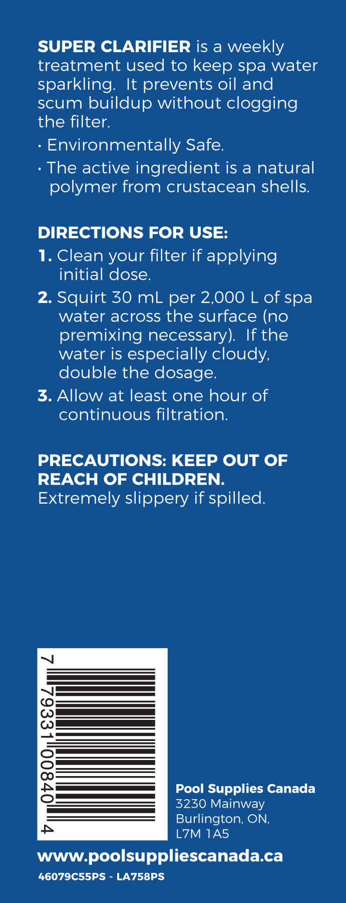 Super clarificateur pour spa (500ml) par Pool Supplies Canada