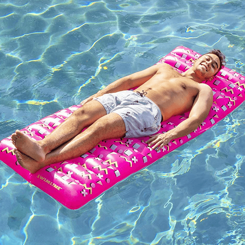 Pink Retro Inflatable Ride-On Pool Mattress