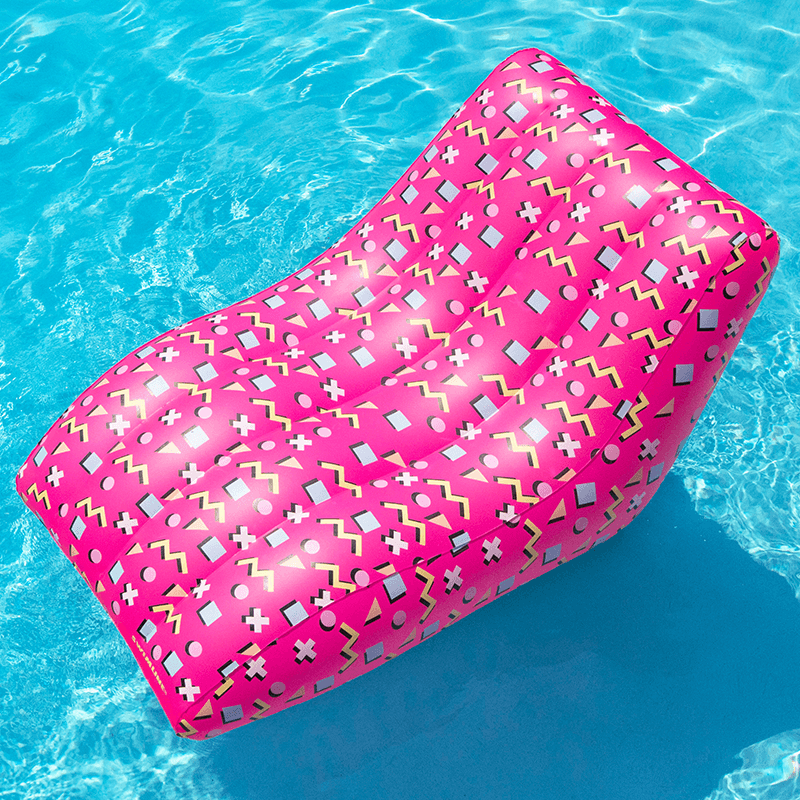 Open Box Retro Print Inflatable Pool Lounge Chair