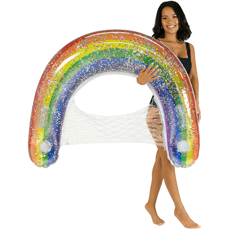 Pool Candy Rainbow Glitter Inflatable Jumbo Sun Chair