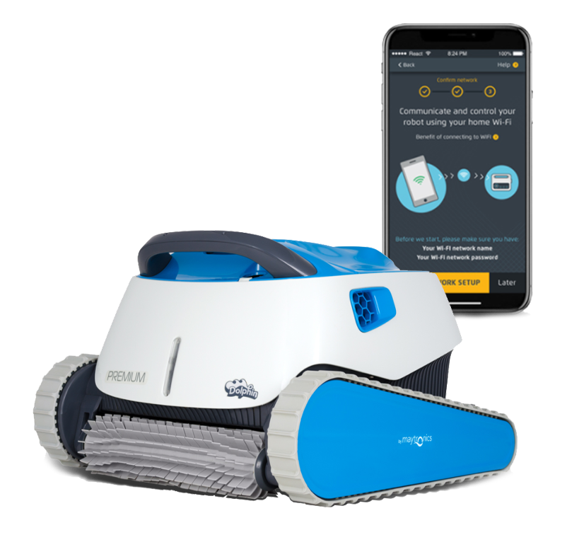 Open Box Dolphin Premium WiFi Capable Robotic Inground Pool Cleaner with BlueTooth and Caddy Cart