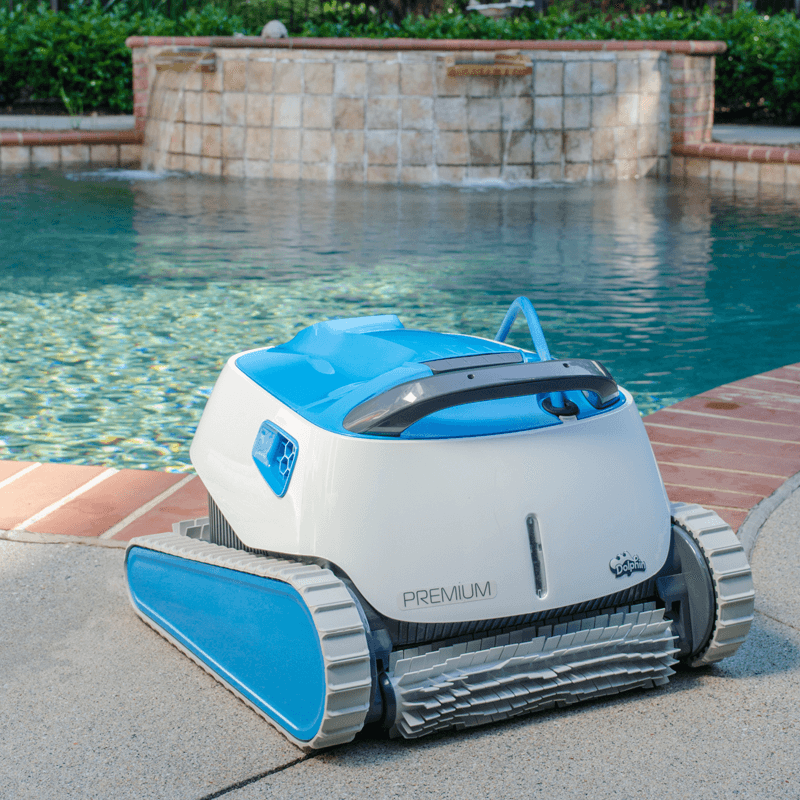 Open Box Dolphin Premium WiFi Capable Robotic Inground Pool Cleaner with BlueTooth and Caddy Cart