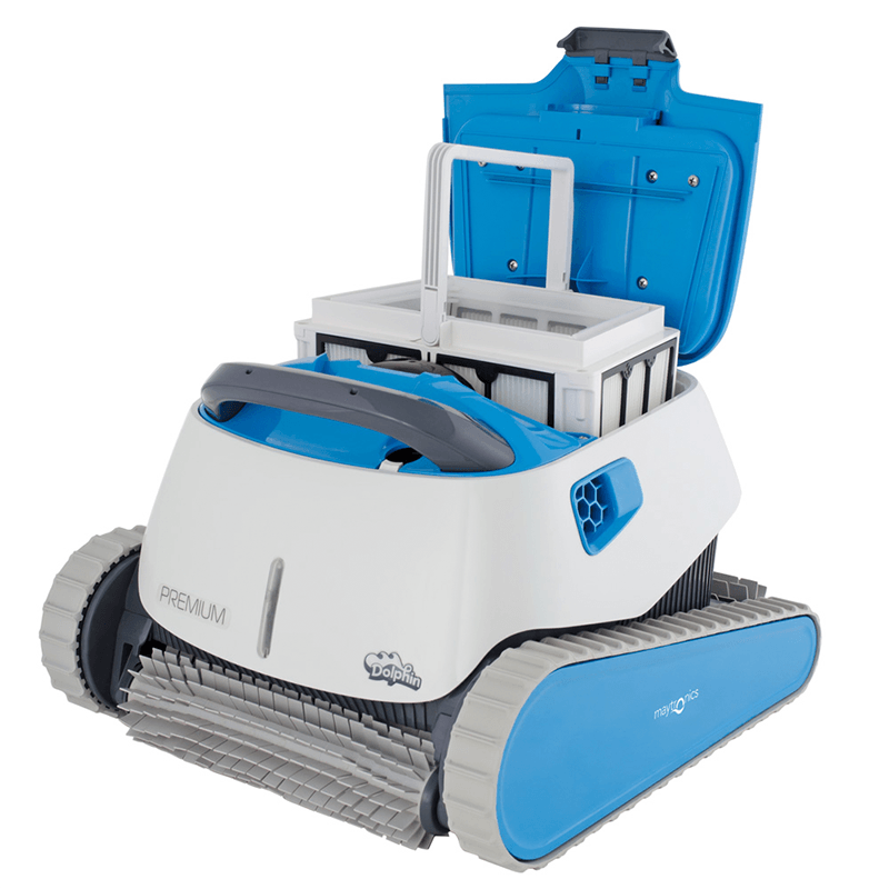 Open Box Dolphin Premium WiFi Capable Robotic Inground Pool Cleaner with BlueTooth and Caddy Cart