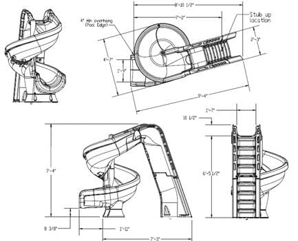 heliX2 Grey Granite Inground Pool Slide