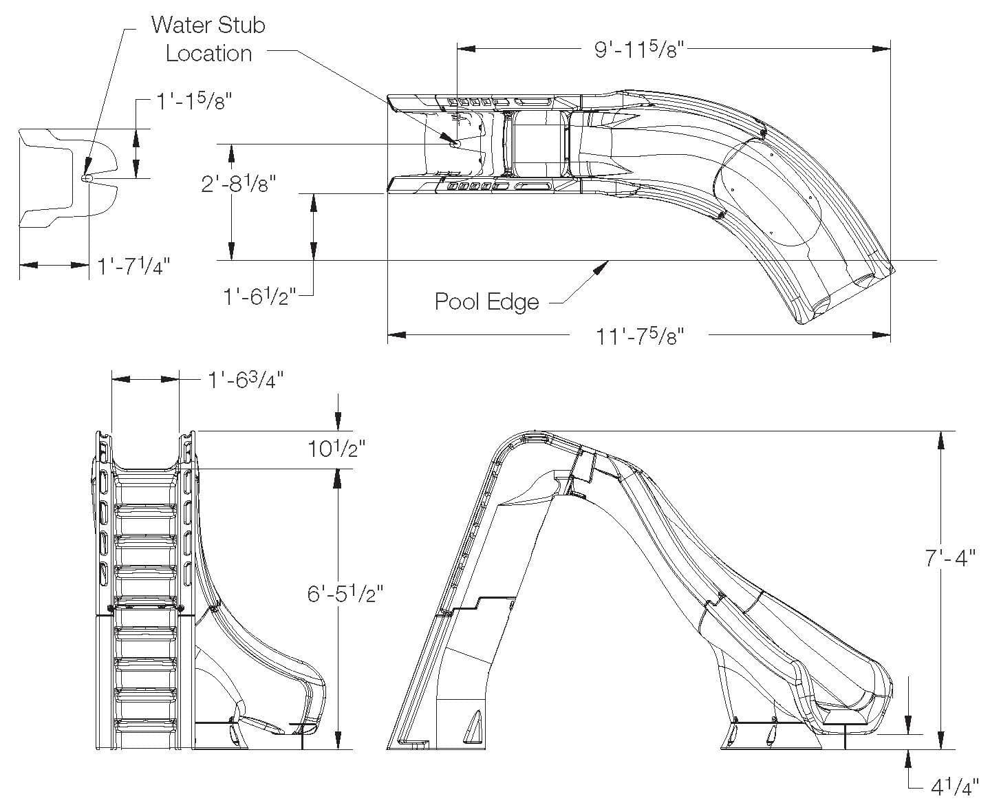 Glissade Turbo Twister à Virage Gauche pour Piscine Creusée