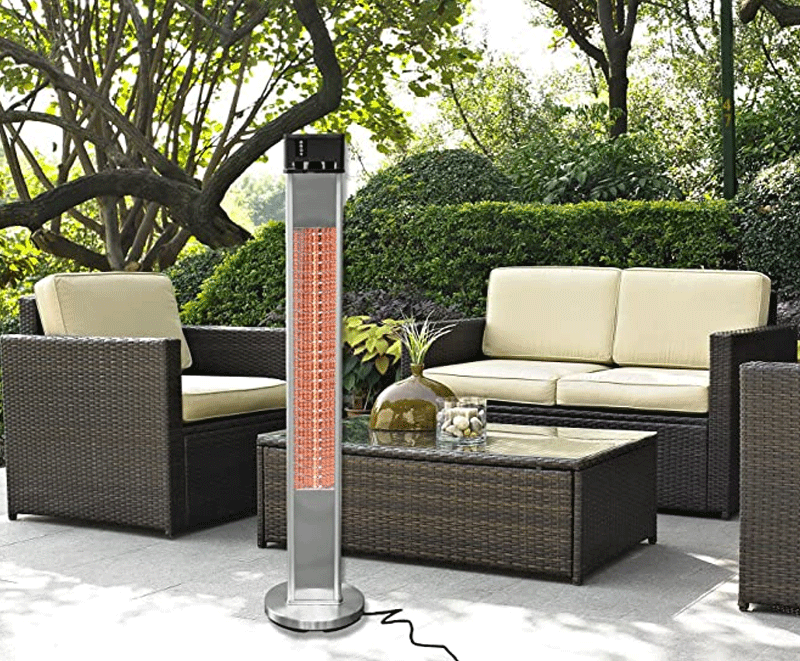 Chauffage infrarouge autoportant 1 500 W avec télécommande (argent)