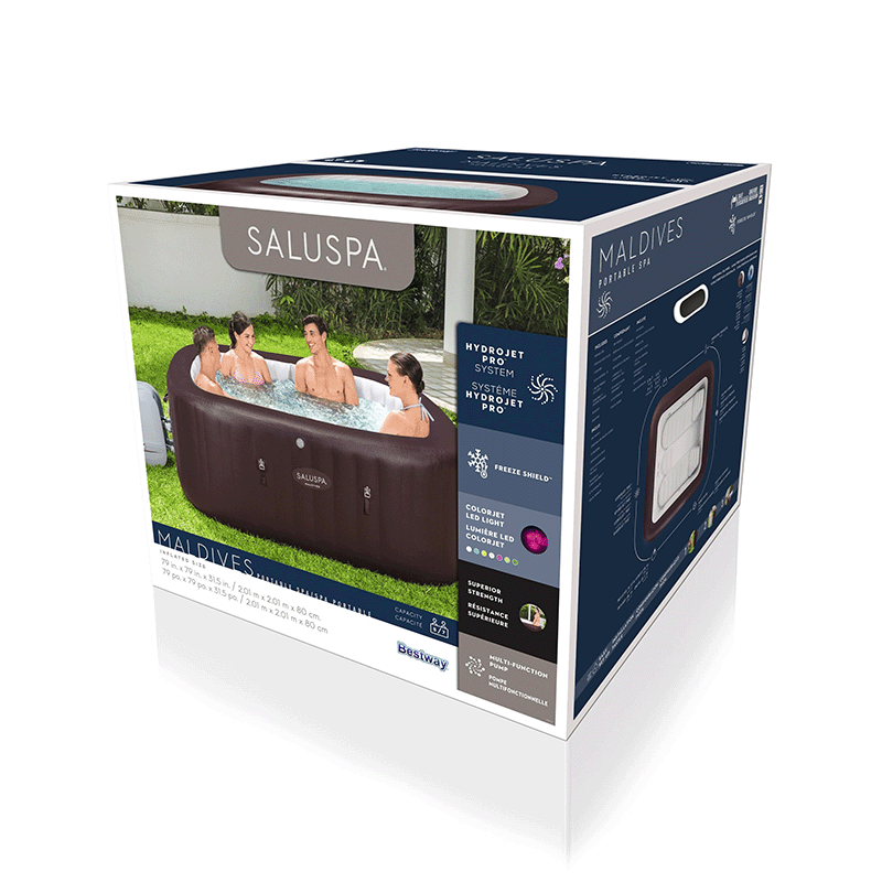 Saluspa Maldives Hydrojet Pro 5-7 Person Inflatable Hot Tub (79 x 79 x 31 Inches)