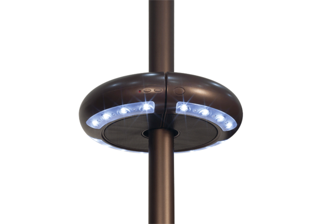 Parasol lumineux Luna avec haut-parleur Bluetooth (noir)