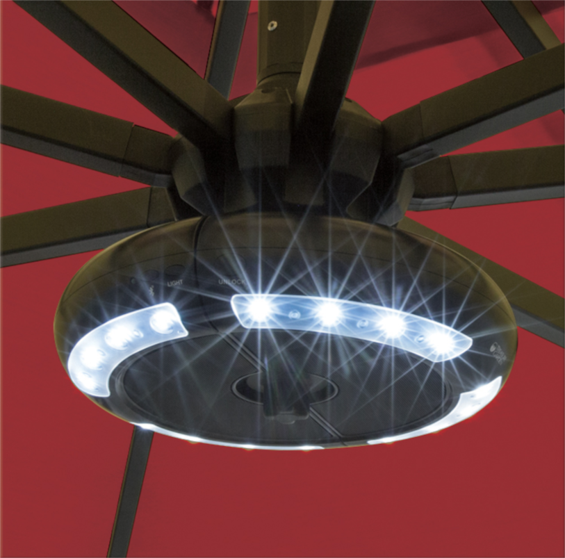 Parasol lumineux Luna avec haut-parleur Bluetooth (noir)