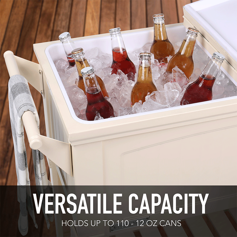 PermaSteel 80 Qt. Cooler with Shelf and Wheels (Cream)