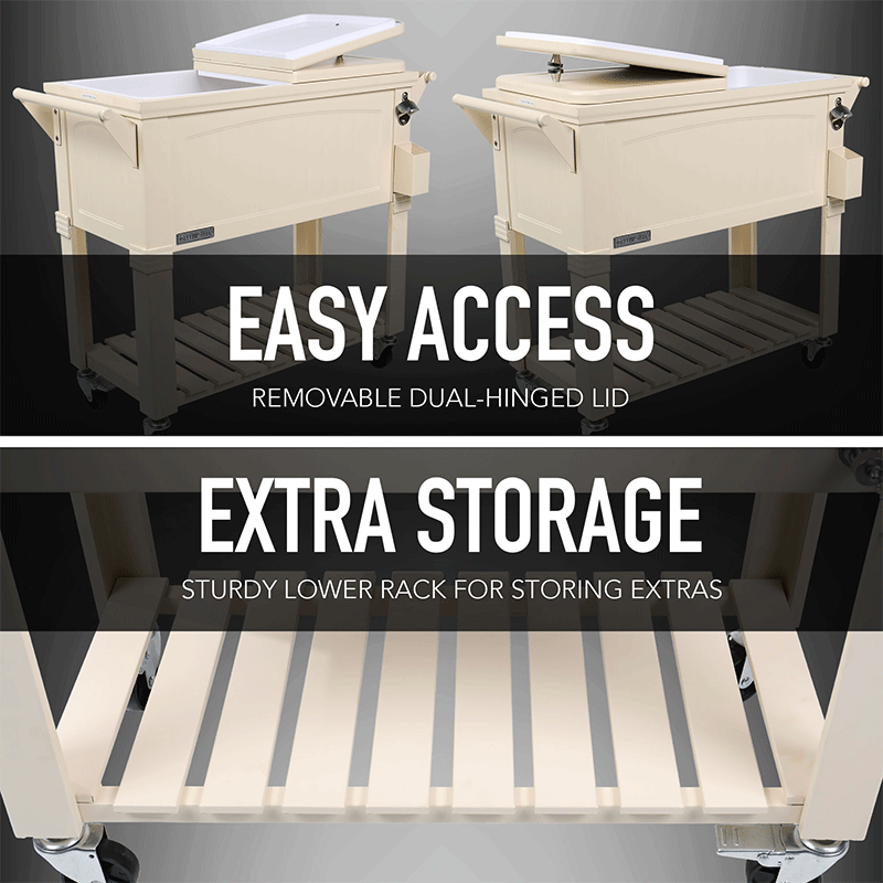 PermaSteel 80 Qt. Cooler with Shelf and Wheels (Cream)