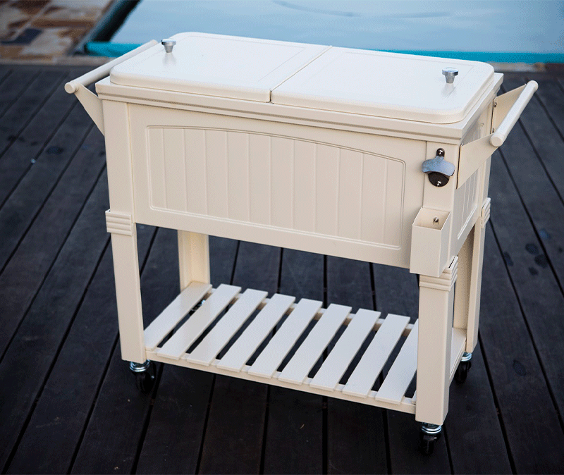 PermaSteel 80 Qt. Cooler with Shelf and Wheels (Cream)