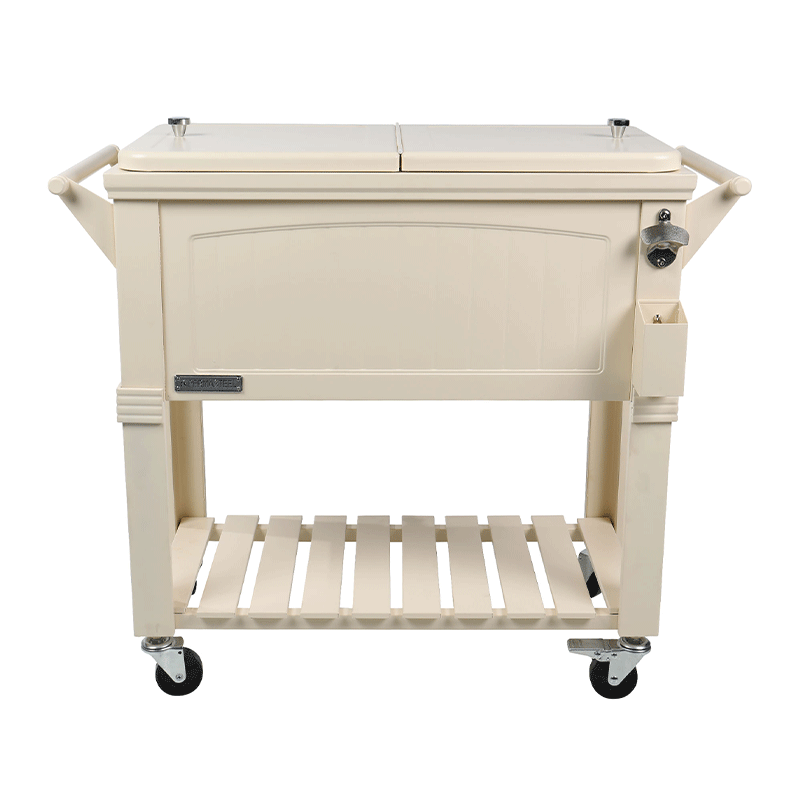 PermaSteel 80 Qt. Cooler with Shelf and Wheels (Cream)