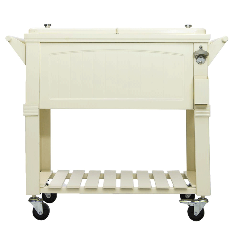 PermaSteel 80 Qt. Cooler with Shelf and Wheels (Cream)