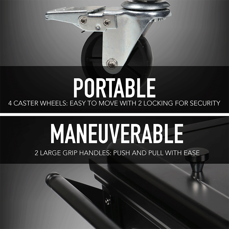 PermaSteel 80 Qt. Cooler with Shelf and Wheels (Black)