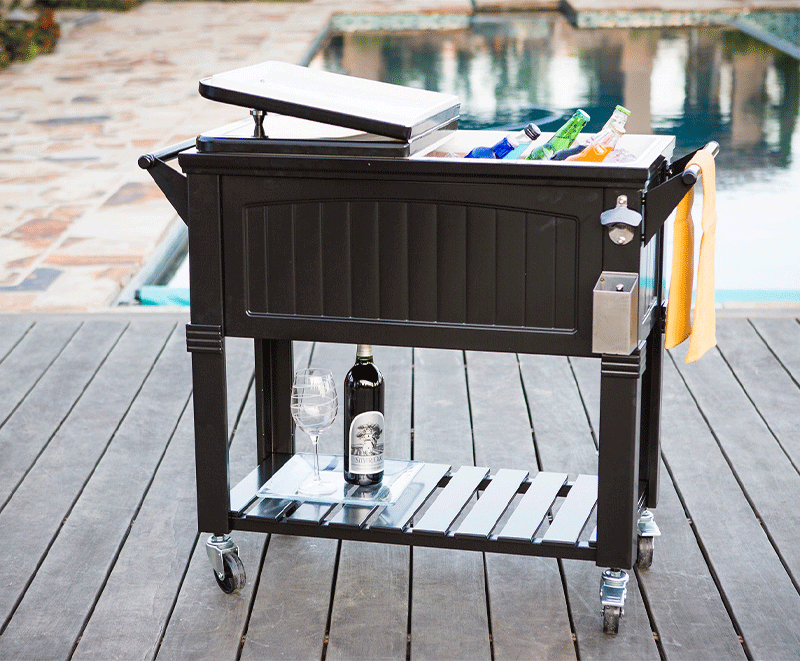 PermaSteel 80 Qt. Cooler with Shelf and Wheels (Black)