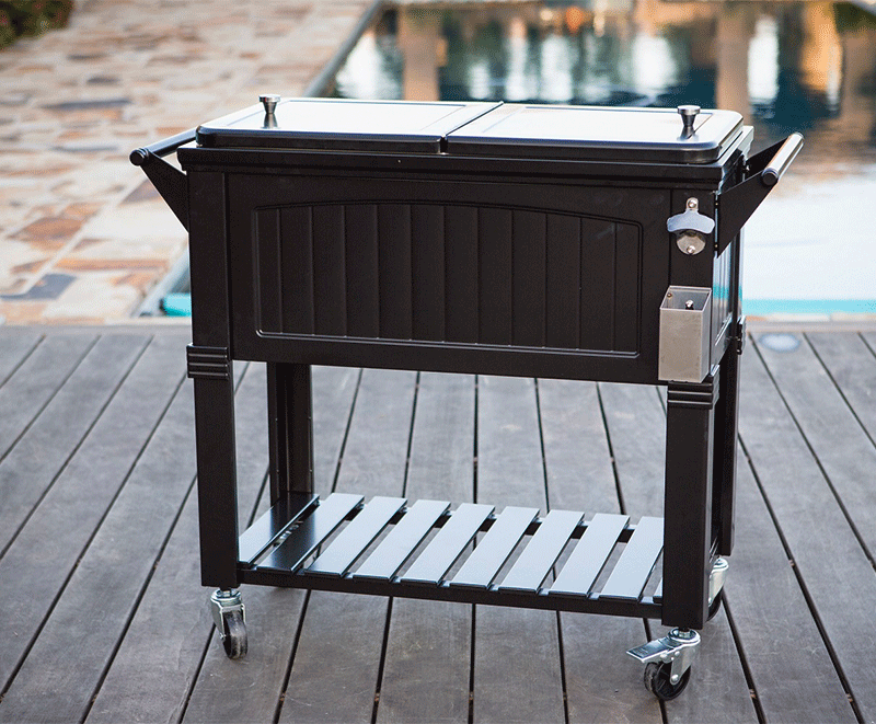 PermaSteel 80 Qt. Cooler with Shelf and Wheels (Black)