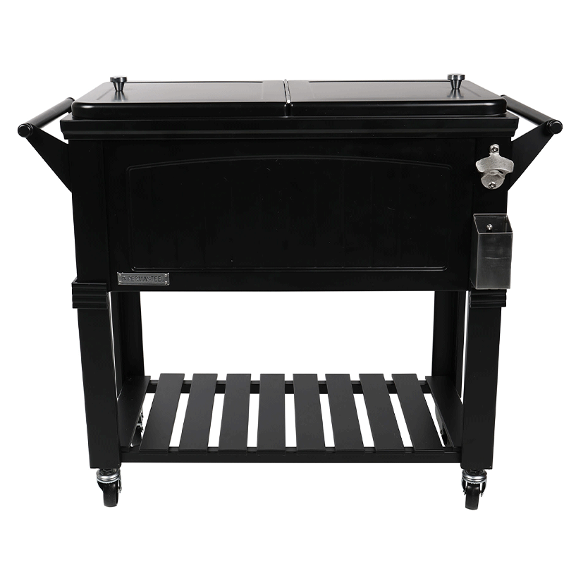 PermaSteel 80 Qt. Cooler with Shelf and Wheels (Black)