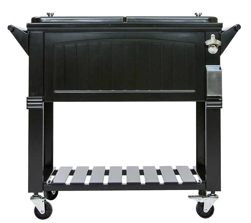 PermaSteel 80 Qt. Cooler with Shelf and Wheels (Black)