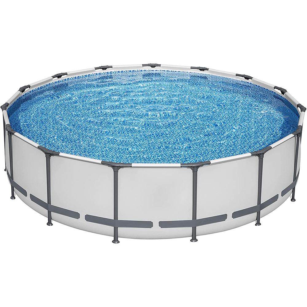 Open Box Bestway Power Steel Pro Max Complete 16 ft Round Above Ground 48 inch Metal Frame Pool Kit with Pump, Filter, Cover and Ladder