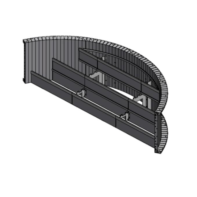16 Foot 3 Tread Roman End Open Top Steel Step (with 10 Inch Radius)