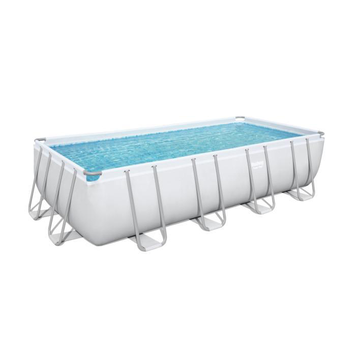 Bestway Power Steel Complete 9 x 18 ft Rectangular 48 Inch Tall Above Ground Pool Kit with Pump, Filter, Cover and Ladder