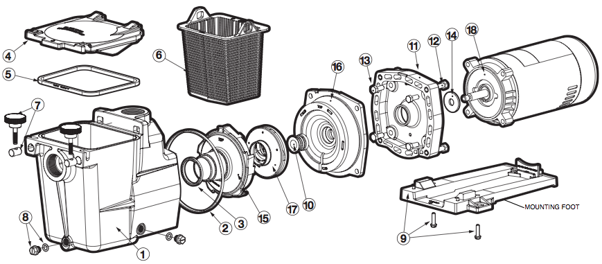 Hayward SPX2600G1 - Pied de montage avec adaptateur et vis
