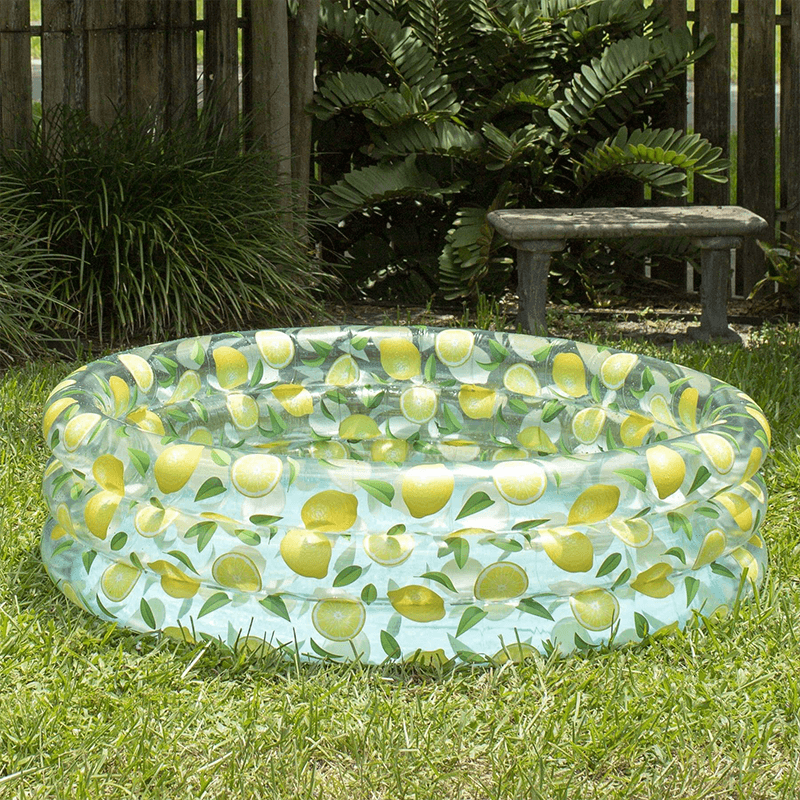 Open Box Pool Candy 60 Inch Inflatable Lemon Print Sun Tanning Pool