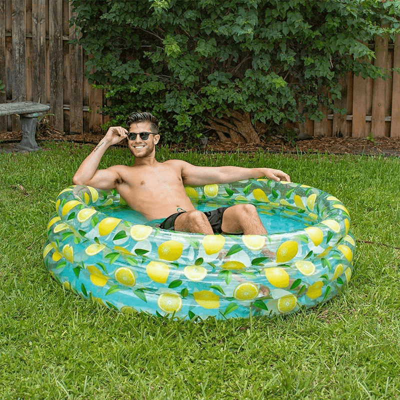 Open Box Pool Candy 60 Inch Inflatable Lemon Print Sun Tanning Pool