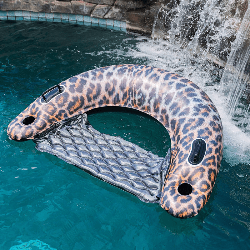 Open Box Chaise de soleil géante gonflable à imprimé léopard Pool Candy