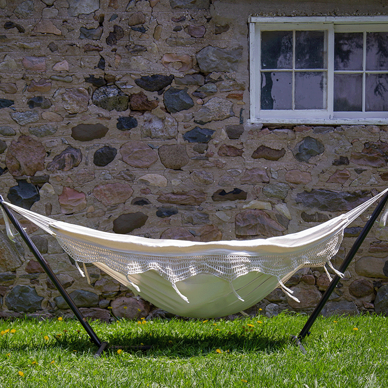 Vivere 9 Ft Double Hammock and Steel Stand Combo (Natural Colour)