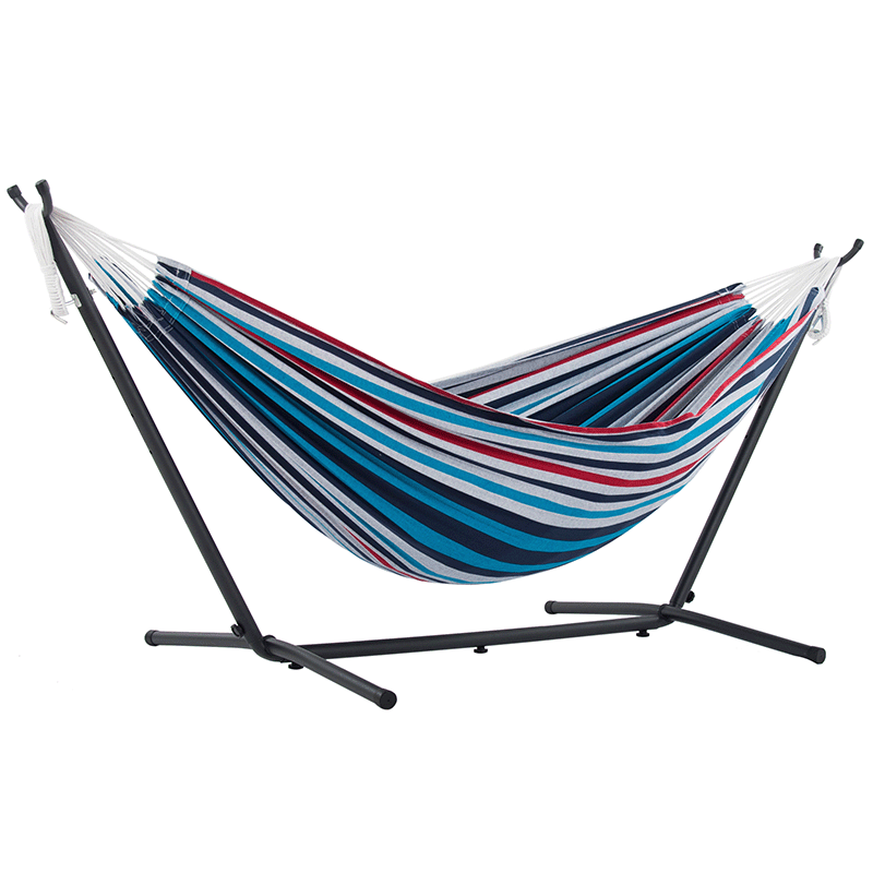 Discontinued Vivere 9 Ft Double Hammock and Steel Stand Combo (Denim Colour)