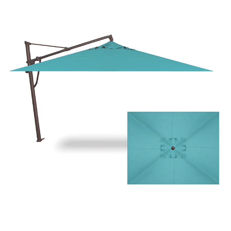 Parasol rectangulaire 10 x 13 pi (bronze/aqua)