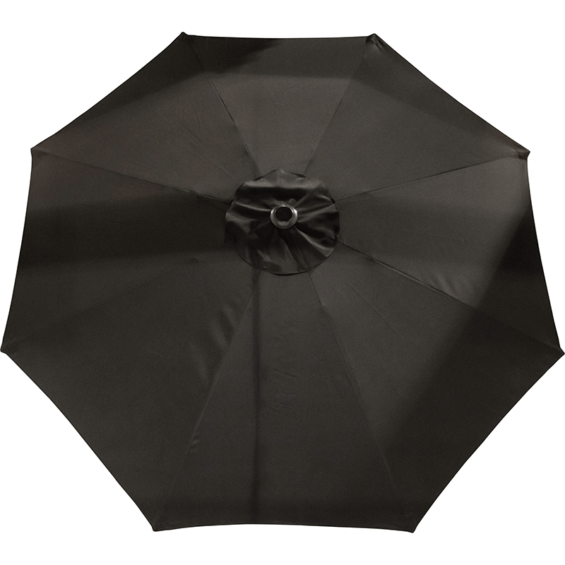 Parasol de marché de luxe de 9 pieds avec inclinaison automatique et matériau Sunbrella (noir/noir)