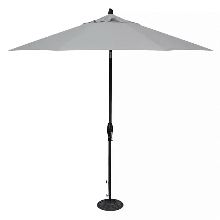 9 ft Deluxe Market Umbrella with Auto Tilt and Sunbrella Material (Black/Cast Silver)
