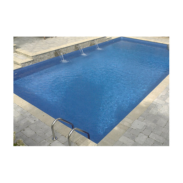 Clearance 16 x 32 ft Rectangle 2 Ft Radius Corners Inground Pool Complete Package with 8 ft Center Step and White Beach Pebble Liner