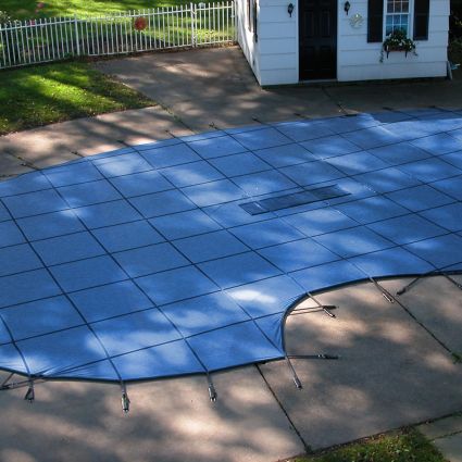 Blue 16 ft 6 inch x 32 ft 6 inch Grecian with 4 x 8 ft Center Step Safety Cover Hyper Light Solid