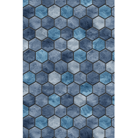 Toile accrochée Travertine Hex ovale de 18 x 33 pieds pour piscine d'une hauteur de 52 pouces