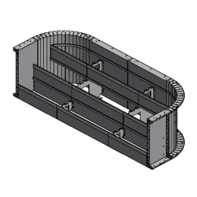 10 Foot 3 Tread Open Top Steel Step (with 2 Foot Radius Corners)