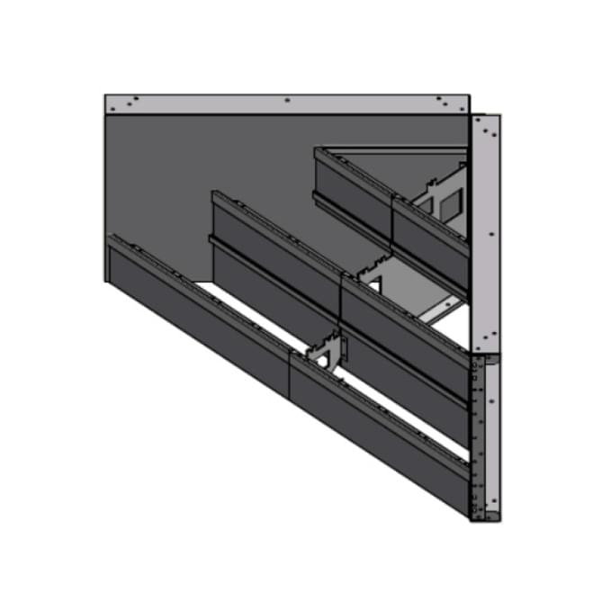 7 Foot 3 Tread Corner Open Top Steel Step