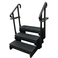 3 Tread Spa Step with Dual Handrails - Black