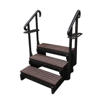 3 Tread Spa Step with Dual Handrails - Espresso