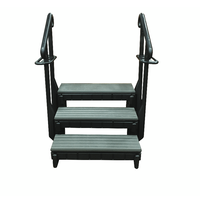 3 Tread Spa Step with Dual Handrails - Grey