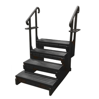 4 Tread Spa Step with Dual Handrails - Black