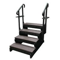 4 Tread Spa Step with Dual Handrails - Espresso