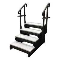 4 Tread Spa Step with Dual Handrails - Grey