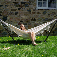 Open Box Vivere 9 Ft Double Hammock and Steel Stand Combo (Natural Colour)