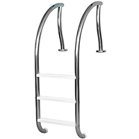 Designer 3 Step Marine Grade Ladder with Grey High Impact Plastic Treads