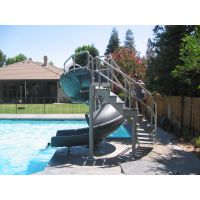 Vortex Inground Pool Slide Half Tube and Staircase (Gray Granite)