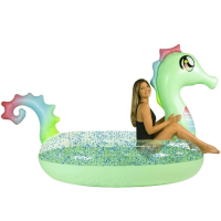 Pool Candy Giant 3 Person Ride-On Glitter Seahorse Float